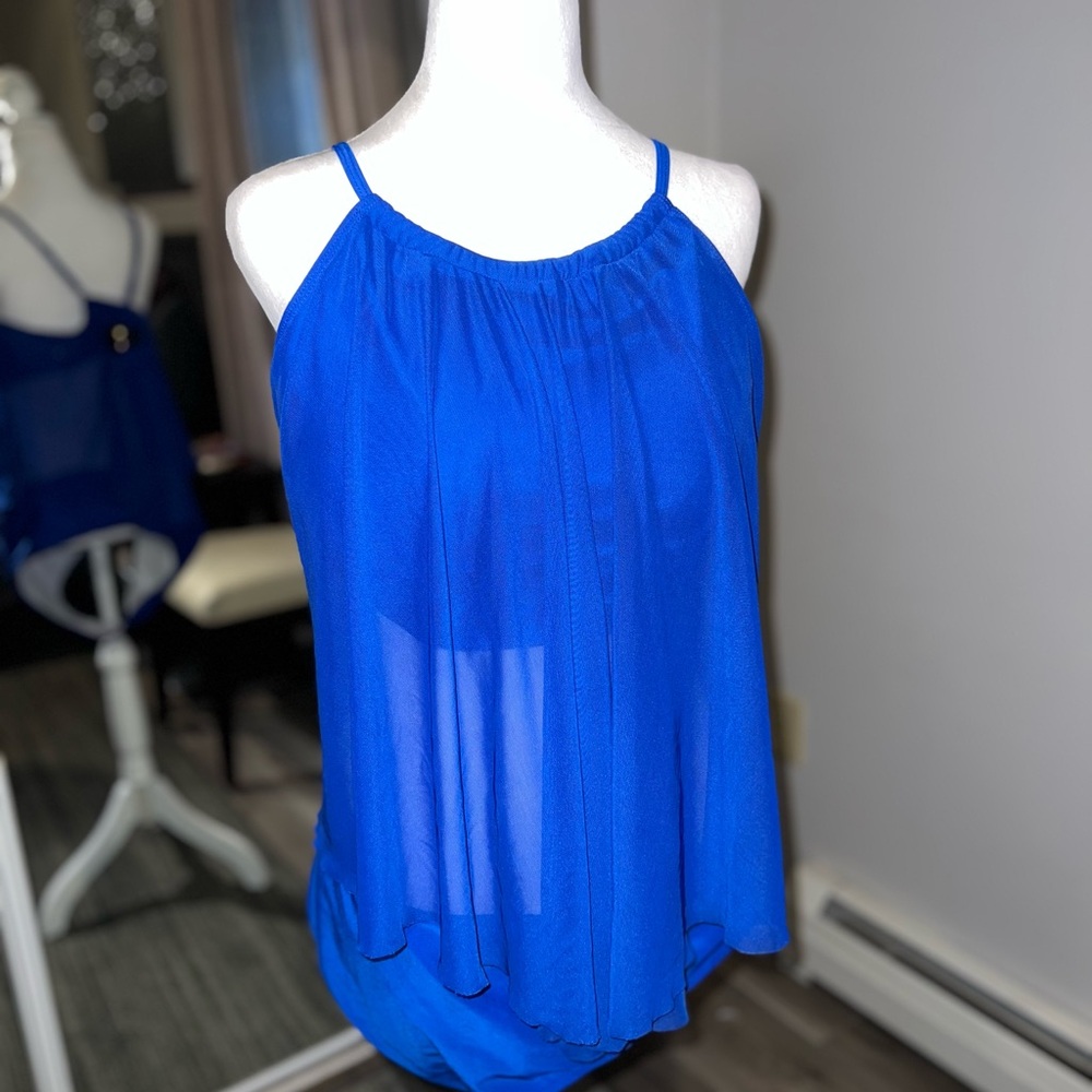 Shien Blue sheer Relaxed Pleated Camisole Bikini 4x